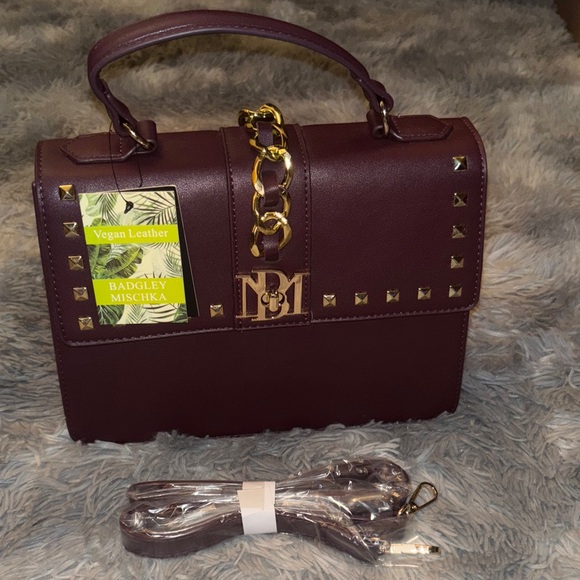 Handbags - Badgley Mischka Satchel purse crossbody with Gold Accents NWT
